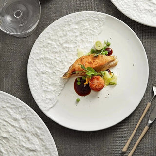 textured ceramic plate earthworks luxury porcelain plate set sandy texture design detail