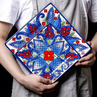 ceramic dinnerware set earthworks hand-painted plates artisan porcelain bowls amalfi coast side view