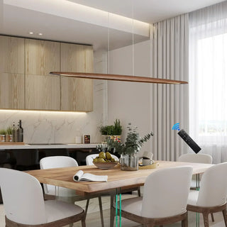 Dimmable Wooden Pendant Light - Modern Kitchen Island Lamp With Remote Control