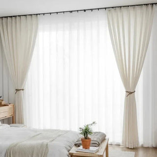 light sheer curtain saint claire grid pattern rod pocket top view