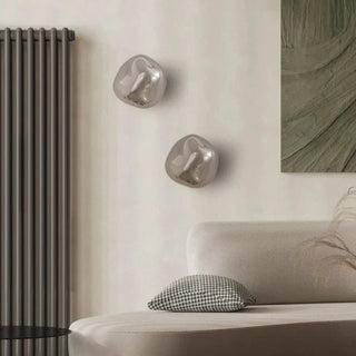 Italian chrome wall sconce close-up — Lava stained glass fixture