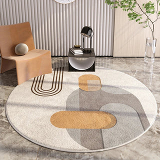 round plush luxury area rug abstract design non slip quick drying front view