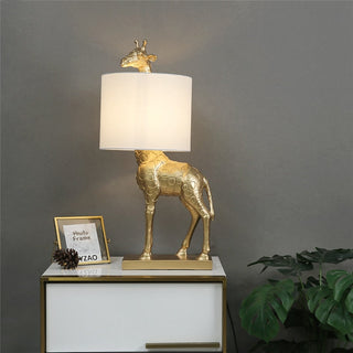 Designer giraffe lamp — gold LED ambient setting