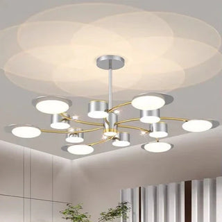 Modern LED Chandelier – Gold Aluminum Luxury Living Room Lighting with Dimmer