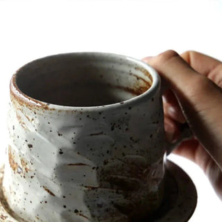 retro ceramic mugs handcrafted vintage style 300ml durable drinkware cups set view