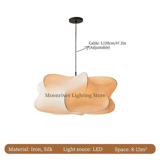 Silk Pendant Light – Japanese Pendant Lamp With Hand-Woven Silk Fabric For Living Room
