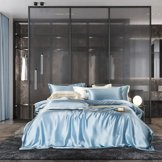 mulberry silk bedding luxury hypoallergenic silk sheets soft breathable set front view