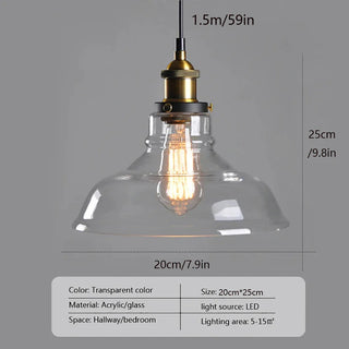 Industrial Glass Pendant Light – Modern LED Compatible Hanging Lamp for Hotels & Bars
