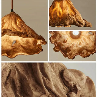 Vintage Pendant Lamp – Resin Lotus Leaves Retro Pendant Lamp with E27 LED Bulb