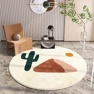round plush luxury area rug abstract design curved edges front view