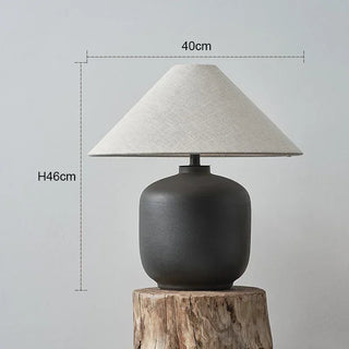 Japanese Ceramic Floor Lamp – Sculpted Base With Beige Fabric Lampshade & Touch Switch