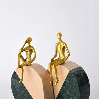 marble bookends luxury brass handcrafted natural marble decor detail