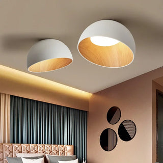 Modern Ceiling Light – Black Metal & Wood Dimmable LED Fixture by Lumavera