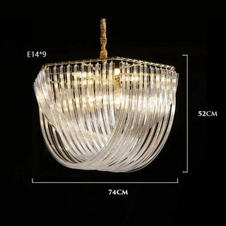 Modern Glass Chandelier – U-Shaped LED Dimmable Ceiling Light for Living Room Lighting