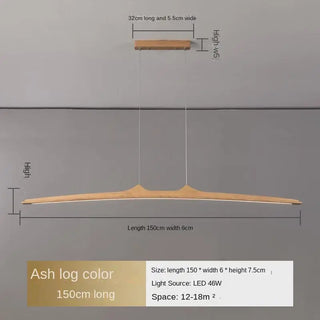 Walnut Pendant Light – Minimalist Dining Room Lighting With Integrated LED Fixture