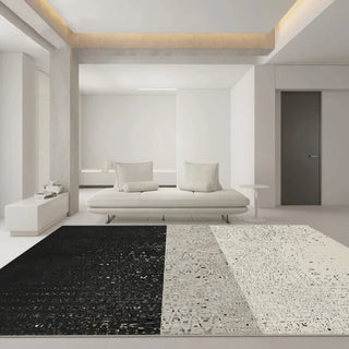 designer carpet rug modern area rug contrast slit pattern polyester floor covering close-up