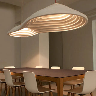 Suspension Moderne – Lampe à Suspension en Résine avec Abat-jour en Acrylique Blanc et Bordure en Fer