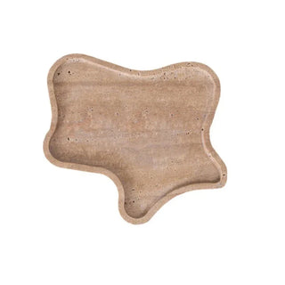 travertine stone tray earthworks luxury organic shape handcrafted decorative tray front view