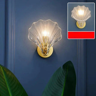 Glass Seashell Wall Sconce – Decorative Lighting With Molded Glass Diffuser & Gold Tone Base