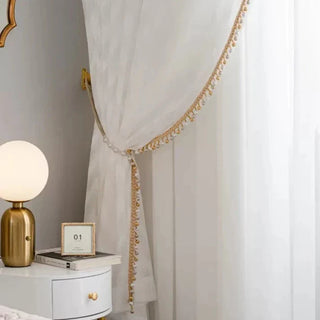 luxury white ripple sheer curtain grommet top fiamma neri detail