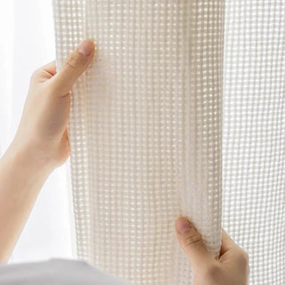 light sheer curtain saint claire grid pattern rod pocket front view