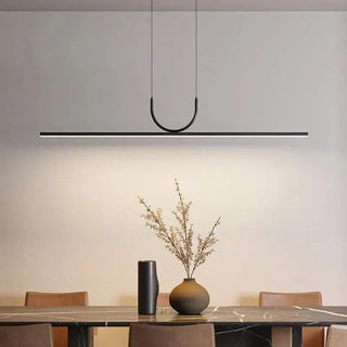 Contemporary Pendant Light – Adjustable Suspension Black Finish LED Lighting