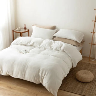 linen duvet cover classic white european bedding 500 thread count french linen side view