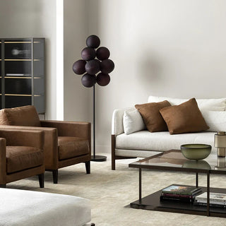 GRAPE handblown glass floor lamp side – grey metal smoky