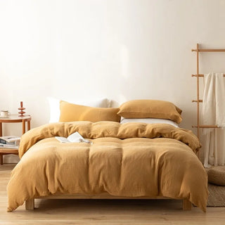 linen duvet cover classic brown european bedding set 500tc fabric side view