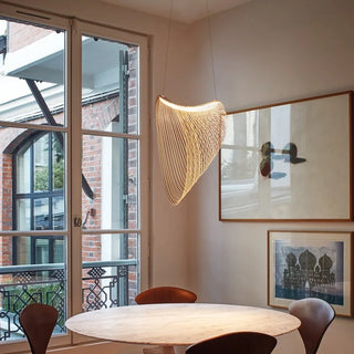 Bamboo Pendant Lamp – Adjustable LED Hand Woven Light for Living Room & Dining