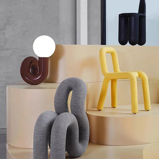 Burgundy resin lamp close-up — frosted glass LED detail