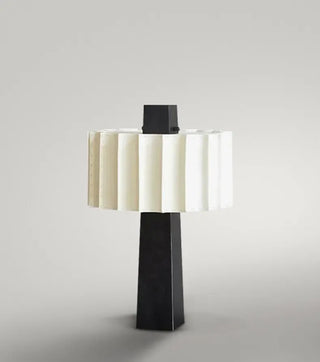 Scandinavian Table Lamp – Minimalist Matte Black Aluminium With Pleated Shade