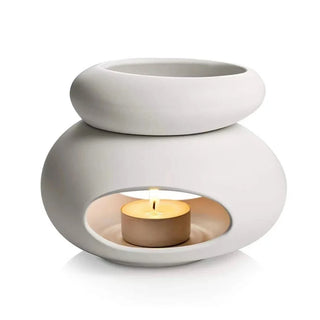 ceramic oil burner handcrafted aromatherapy burner tea light candle holder front view