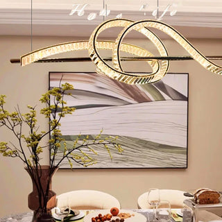 Modern Crystal Chandelier – Elegant Brushed Steel Fixture for Living Room Lighting