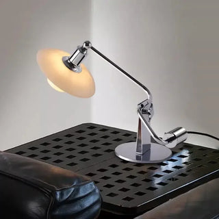 Vintage Table Lamp – Glass & Steel With Soft Light Diffuser | Classic Gold Finish