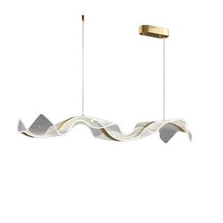 Wave ribbon pendant light — sleek metal and acrylic modern ceiling lamp