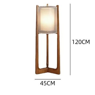 Nordic Wooden Floor Lamp – Scandinavian Standing Lamp with Fabric Shade for Living Room