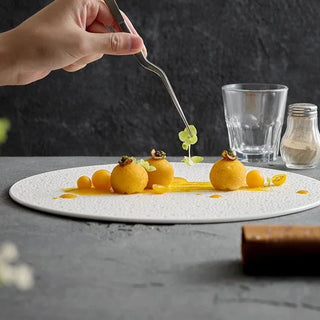 luxury ceramic plate earthworks handcrafted porcelain dishware grooved texture 26-31.5cm set view