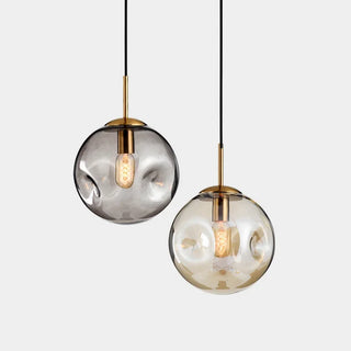 Nordic Glass Pendant Lamp – Cord Pendant Light with Grey Brown Lampshade