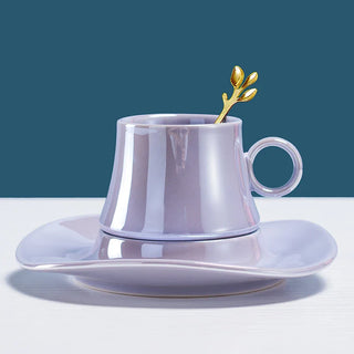luxury coffee cup handcrafted ceramic small 180ml light lilac mug set view