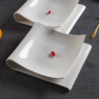 folded ceramic plate earthworks handcrafted porcelain serving dish luxury dining dishwasher safe detail