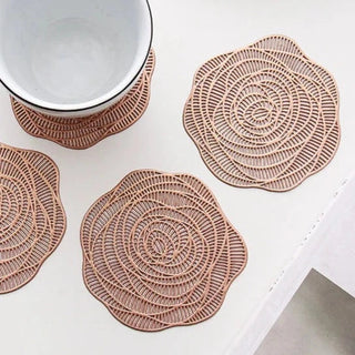 heat insulation placemat non slip recycled pvc table protector flower design side view