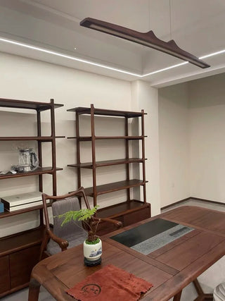 Walnut Pendant Light – Minimalist Dining Room Lighting With Integrated LED Fixture