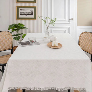 table lace cloth eco polyester tablecloth cover white knitted decor side view