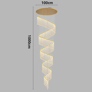Gold Crystal Chandelier – Rotating Pendant Light for Large Space Lighting