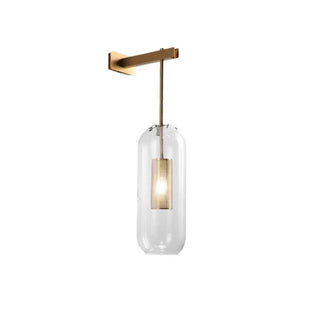 Nora brass wall light with clear and smoke glass shade — E27 base