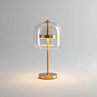 Glass Globe Lamp – Modern Bedside Table Lamp With LED Warm White Light