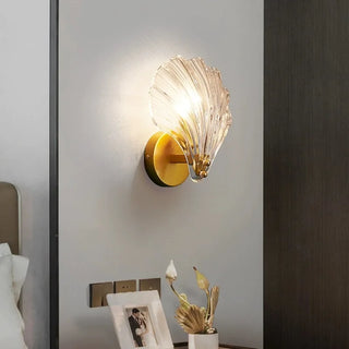 Glass Seashell Wall Sconce – Decorative Lighting With Molded Glass Diffuser & Gold Tone Base