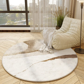 round plush luxury abstract design carpet non slip quick drying front view
