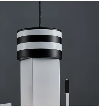Black White Pendant Lamp – Modern LED Cord Light With Rotary Switch Control